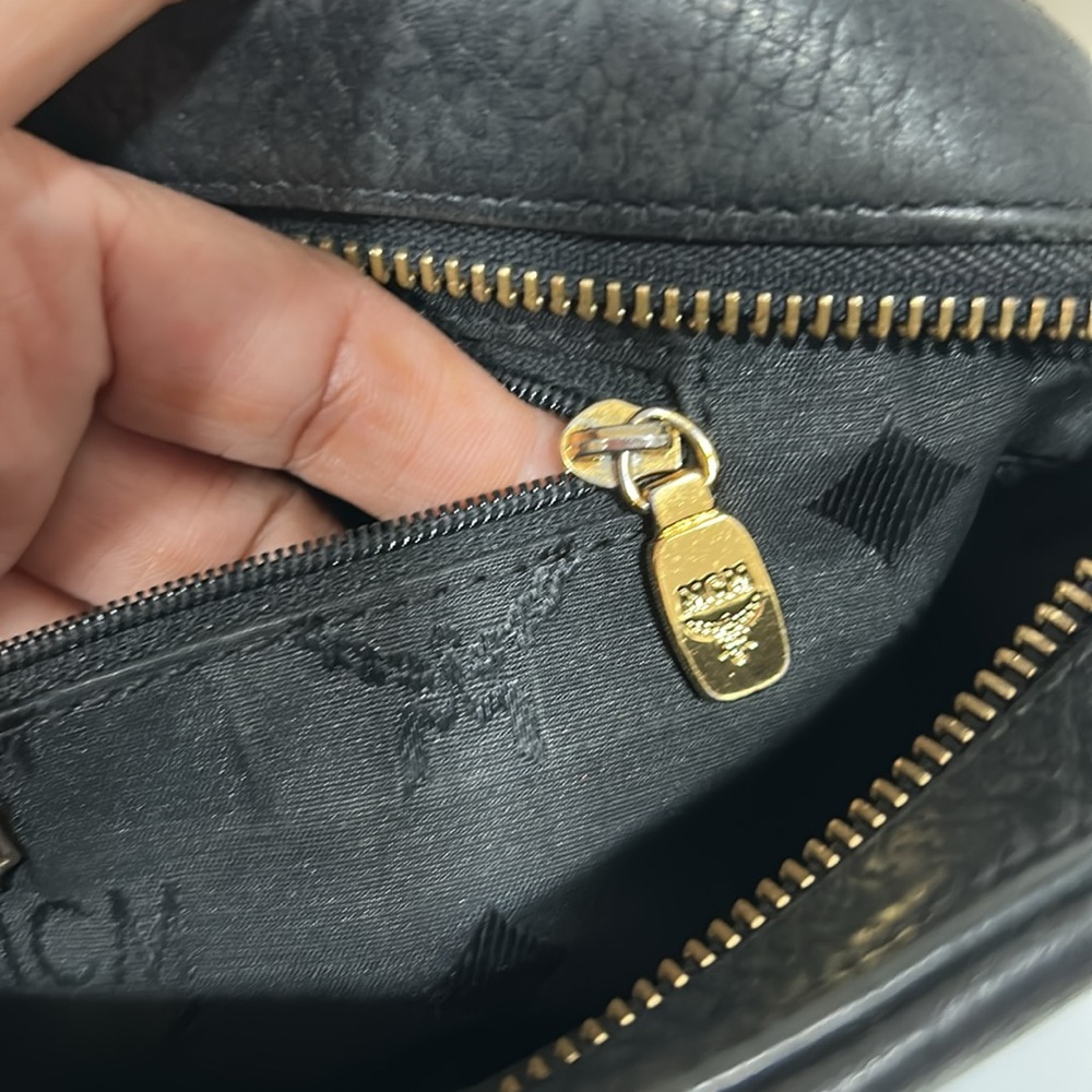 MCM Black Leather Crossbody Bag with Gold Accents - Picture 4 of 9